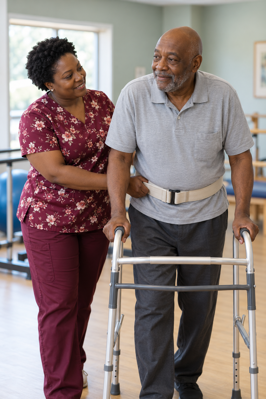 Nursing assistant helping an older patient