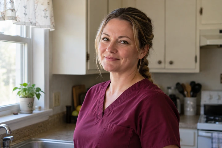 A home health aide caring for a client at home in Wyoming